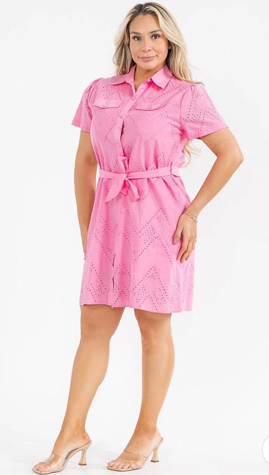 Pretty in Pink Eyelet Dress