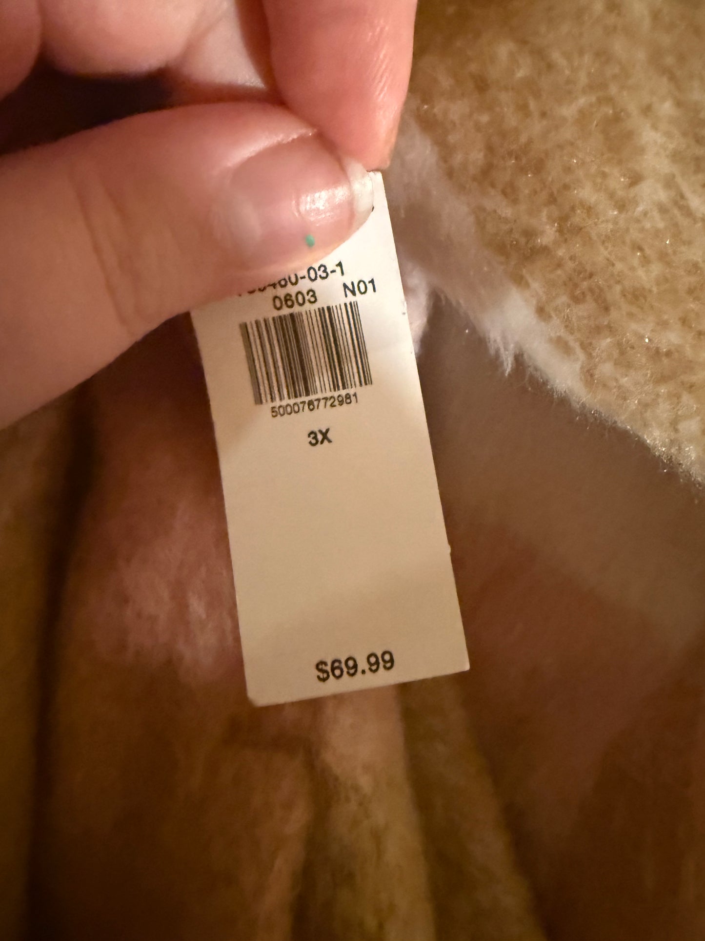 Old Navy Pink Brown Checkered Fuzzy Jacket 3X NWT