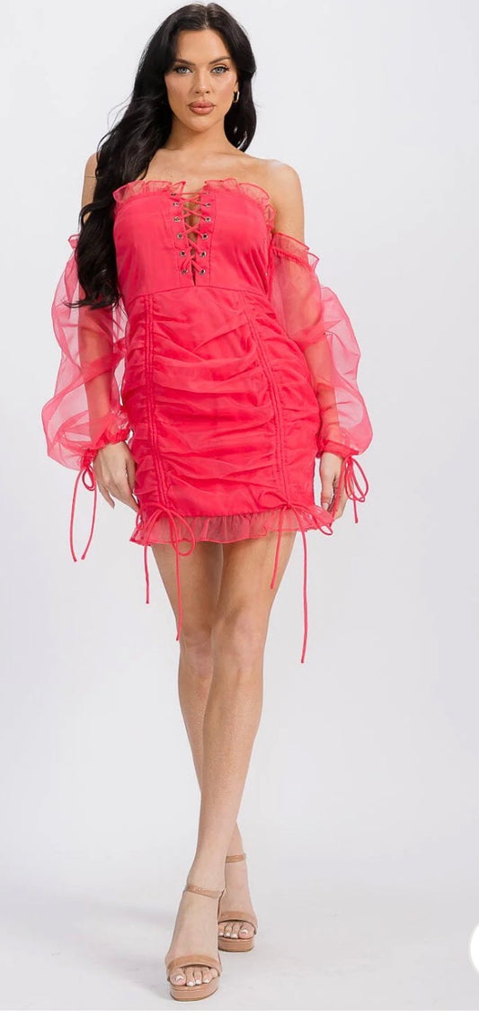 Flirt Alert Lace-Up Dress