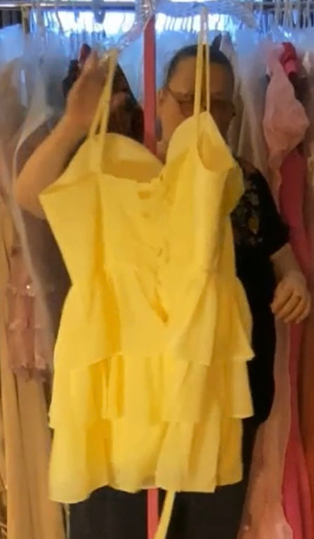 Size 22 Yellow Formal Dress Corset Back