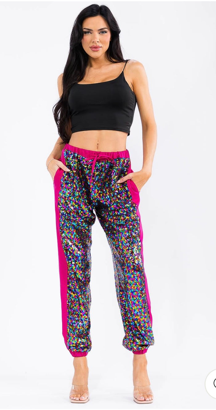 Dancing Through The Lightning Strikes Glitter Joggers