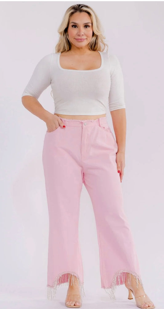 Cotton Candy Fringe Jeans