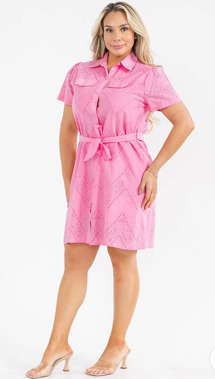 Pretty in Pink Eyelet Dress