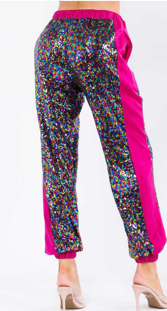 Dancing Through The Lightning Strikes Glitter Joggers