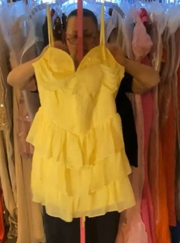 Size 22 Yellow Formal Dress Corset Back